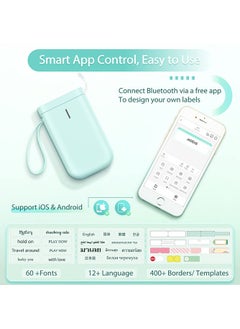 NIIMBOT D11 Label Maker Machine Portable Bluetooth Sticker Label Printer with 1 Roll 12*40mm White Tape, USB Rechargeable, Inkless Thermal Label Maker with 10-15mm Print Width, Ideal for Office Home Organization and Small Business Supplies, Green  - Image 2