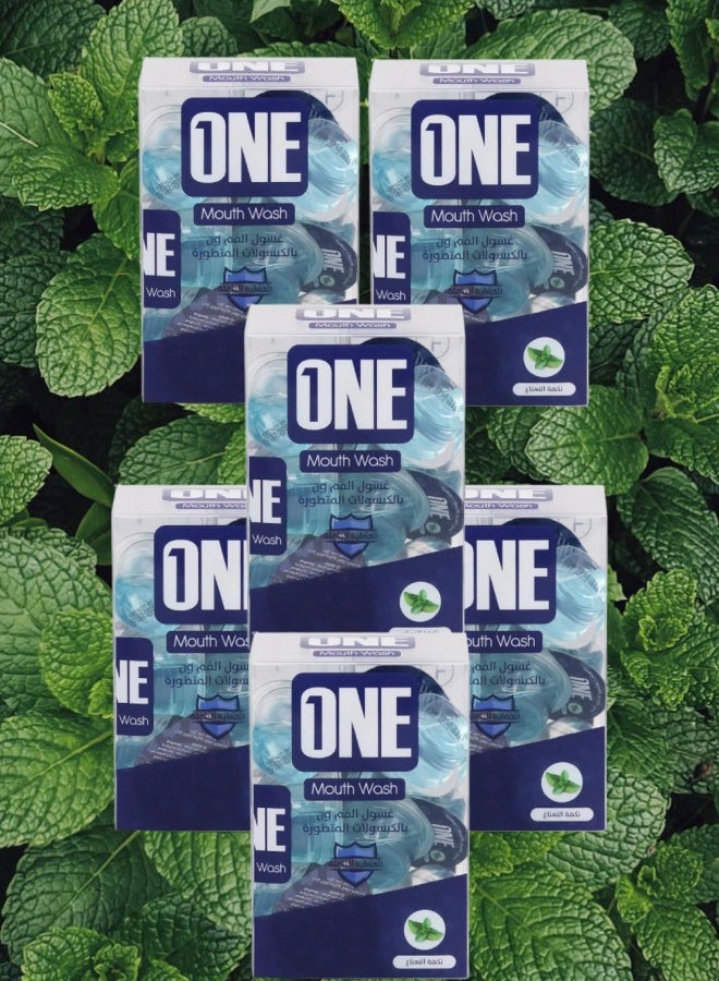 وان 6 قطع غسول للفم بنكهة النعناع 20 كبسولة 15مل - Image 1