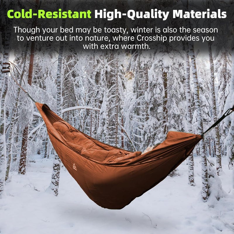 CROSSHIP Hammock Underquilt for Camping Hammock - Brown - Full Length Camping Quilt for Lightweight Soft Warm 3-4 Seasons 41-68°F, for Hiking Backpacking Traveling Beach (Hold Up to 500lbs) - Image 2