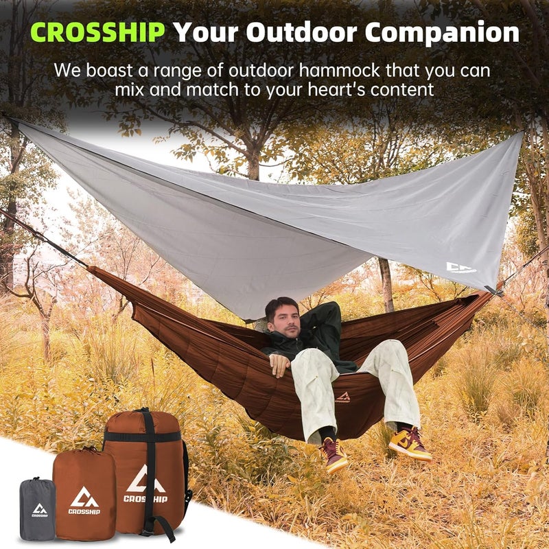 CROSSHIP Hammock Underquilt for Camping Hammock - Brown - Full Length Camping Quilt for Lightweight Soft Warm 3-4 Seasons 41-68°F, for Hiking Backpacking Traveling Beach (Hold Up to 500lbs) - Image 5
