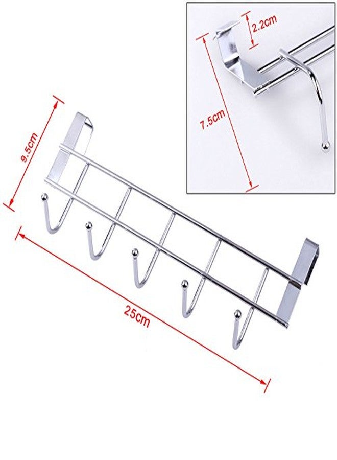 Desi Rang Over Door Steel Hanger with 5 Hooks Organizer for Kitchen Bathroom, Organizer for Utensils, Towels, Bags Accessories Space Saving, No Drill, Rust Proof, Multipurpose - Image 2
