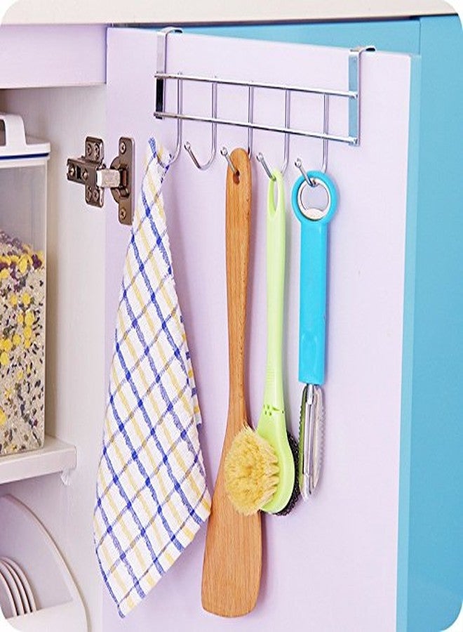 Desi Rang Over Door Steel Hanger with 5 Hooks Organizer for Kitchen Bathroom, Organizer for Utensils, Towels, Bags Accessories Space Saving, No Drill, Rust Proof, Multipurpose - Image 1