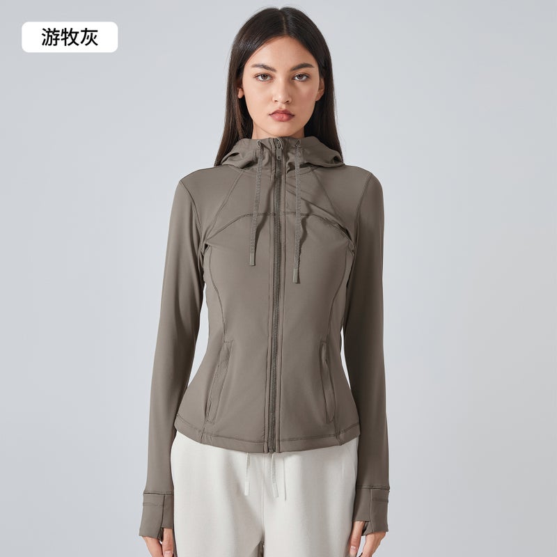 Autumn Winter Slim Fit Yoga Hoodie Jacket Game gray (new) 