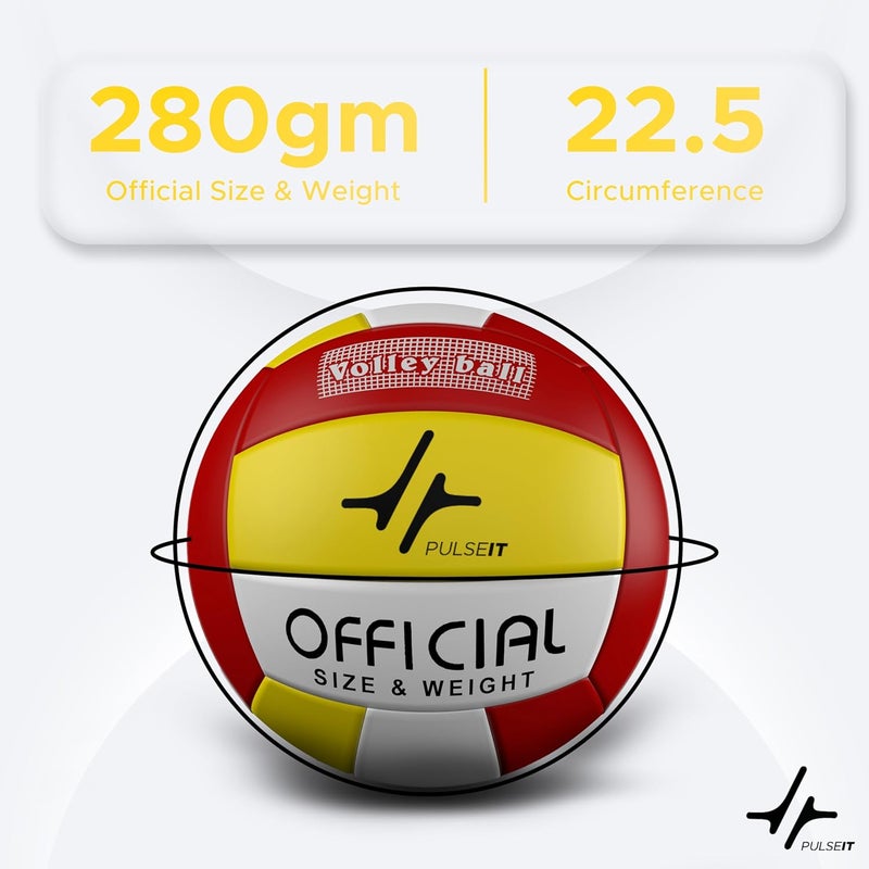 PulseITServeX Volleyball, Size 5, 18 Panels, Rubber Machine Stitched, Smooth Matt Surface, Latex Bladder, Standard Training Ball for Outdoor Surfaces, Ideal for Training Sessions (RYW) - Image 3