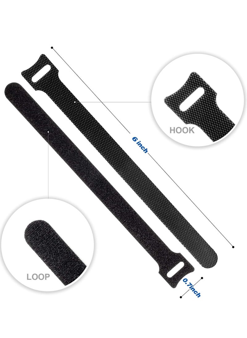 Bukela 60PCS Reusable Black Filcro Cable Ties - 6-Inch Adjustable Hook & Loop Fasteners for Home/Office/Data Centers (Cord Organizer, Wire Management)  - Image 3