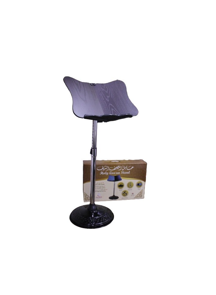 Generic Holy Quran stand with wooden head, steel base, 90 degree rotation axis (wooden head)black - Image 3