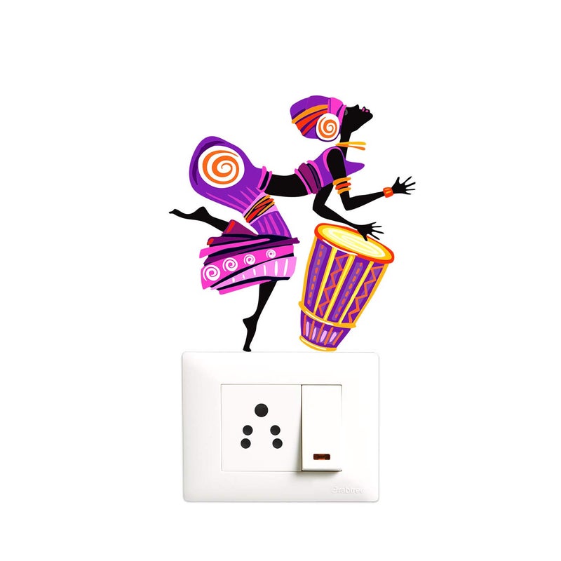 Decopix Decopix Sm4045 PVC Vinyl Colourful African Dance Zumba Decorative Wall Sticker Combo Pack for Switch Panel Board Laptop Fridge Multicolour Set of 6 - Image 3