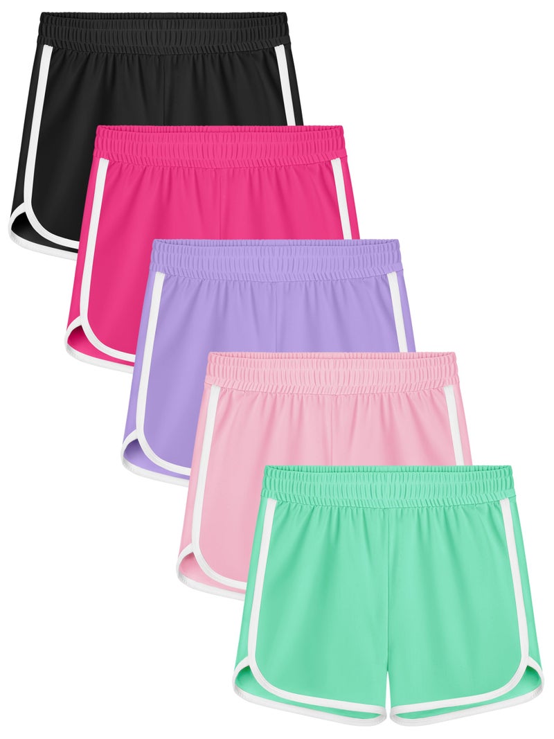 Resinta 5 Packs Girls Athletic Shorts Toddler Soccer Sports Shorts Kids Quick Dry Gym Running Short - Image 1