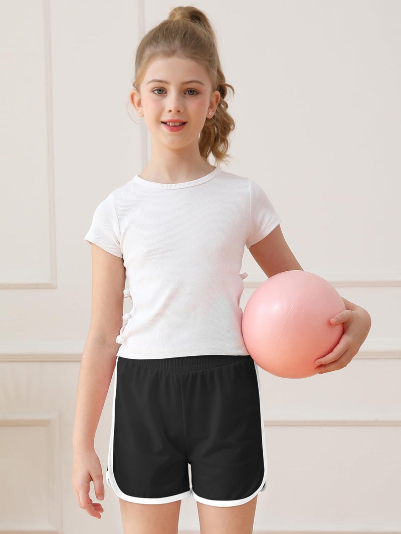 Resinta 5 Packs Girls Athletic Shorts Toddler Soccer Sports Shorts Kids Quick Dry Gym Running Short - Image 3