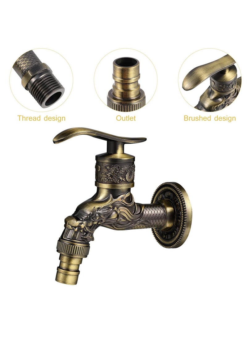 Brass Basin Taps Zinc Alloy Antique Faucet Vintage Brass Wall Mounted Water Faucet European antique faucet Classic Antique Sink Tap for Kitchen Bathroom Washing Machine and Outdoor Garden - Image 4