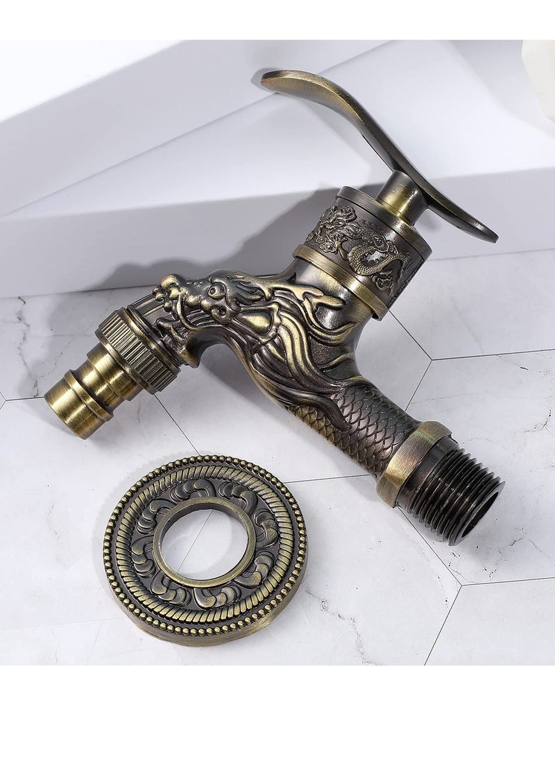 Brass Basin Taps Zinc Alloy Antique Faucet Vintage Brass Wall Mounted Water Faucet European antique faucet Classic Antique Sink Tap for Kitchen Bathroom Washing Machine and Outdoor Garden - Image 3