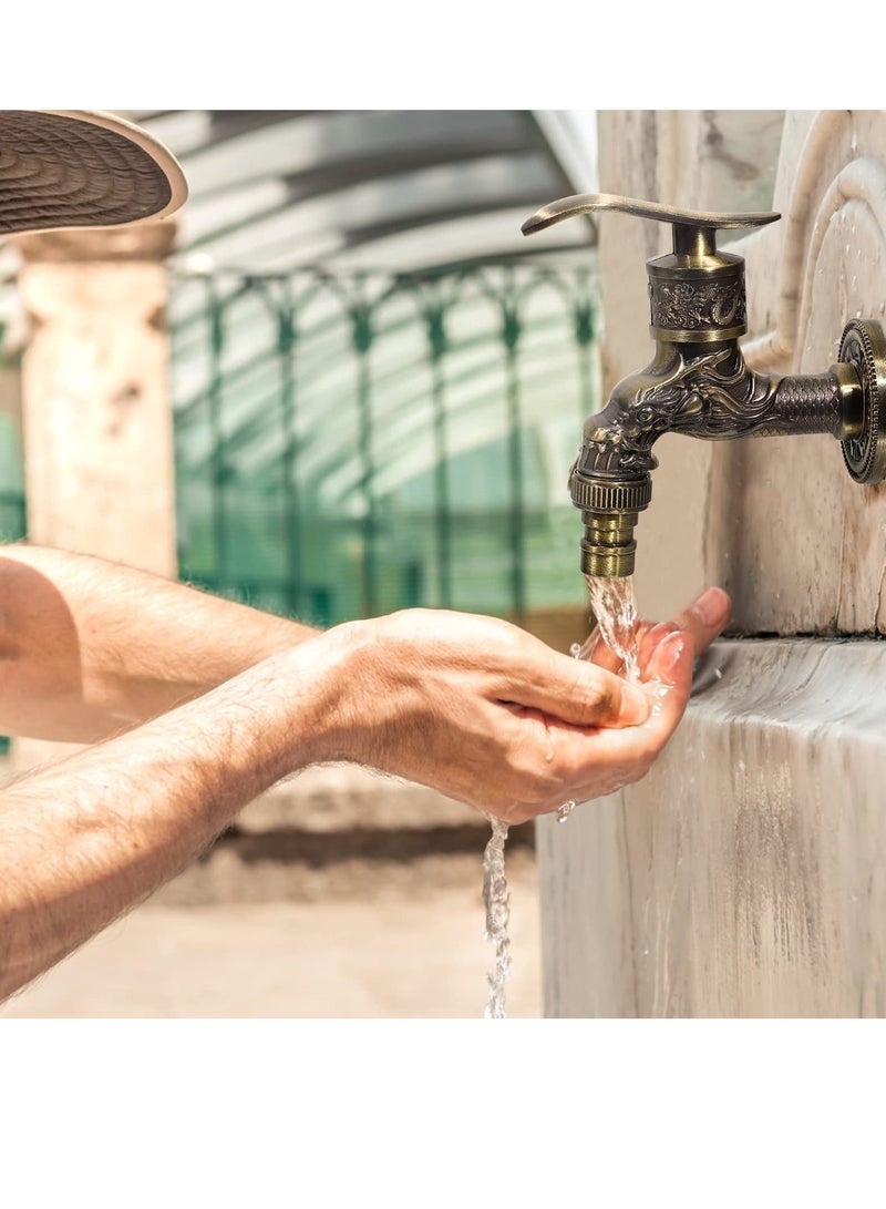 Brass Basin Taps Zinc Alloy Antique Faucet Vintage Brass Wall Mounted Water Faucet European antique faucet Classic Antique Sink Tap for Kitchen Bathroom Washing Machine and Outdoor Garden - Image 2