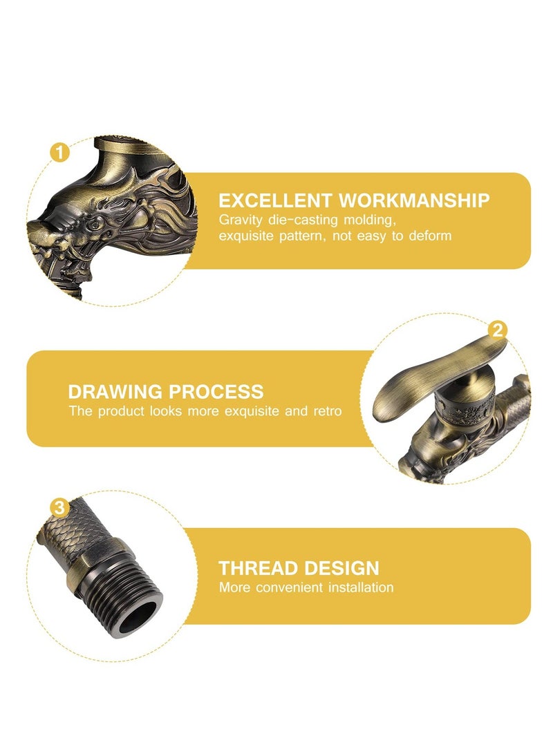 Brass Basin Taps Zinc Alloy Antique Faucet Vintage Brass Wall Mounted Water Faucet European antique faucet Classic Antique Sink Tap for Kitchen Bathroom Washing Machine and Outdoor Garden - Image 5