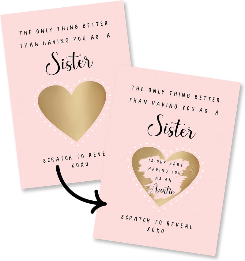 CENTRAL 23 Aunt Pregnancy Announcement - Having A Baby Reveal Ideas - We're Expecting Scratch Off Card - Surprise Keepsake For Sister Aunty - Comes With Fun Stickers - Image 1