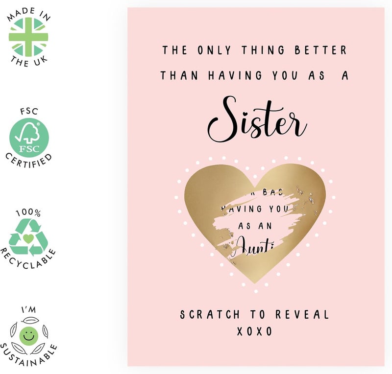 CENTRAL 23 Aunt Pregnancy Announcement - Having A Baby Reveal Ideas - We're Expecting Scratch Off Card - Surprise Keepsake For Sister Aunty - Comes With Fun Stickers - Image 3