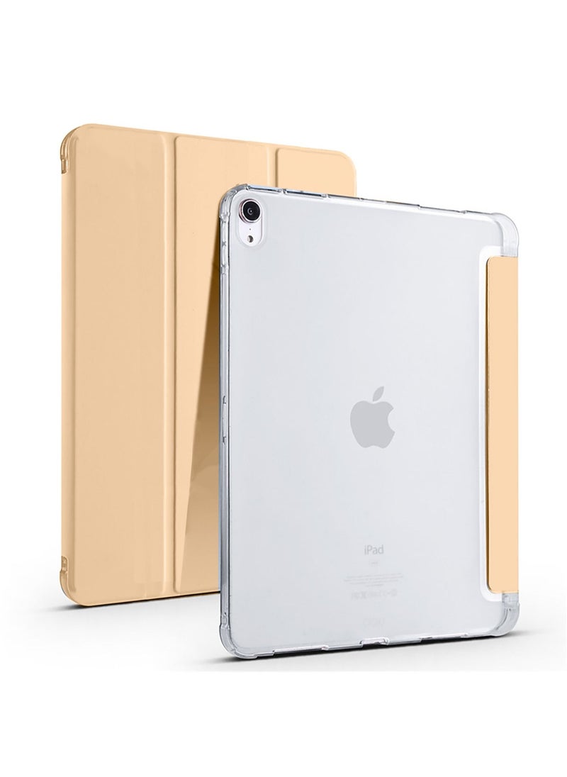 Wtech - Smart Transparent Back Shell Trifold Protective Shockproof Case Cover For Apple iPad 10 2022 10.9 Inch 10th Generation With Pen Holder Gold - Image 1