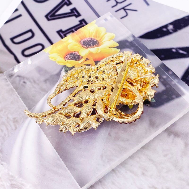 LAXPICOL Women's Vintage Purple Austrian Crystal Elegant Flower Bouquet Wing Brooch Gold Tone - Image 4