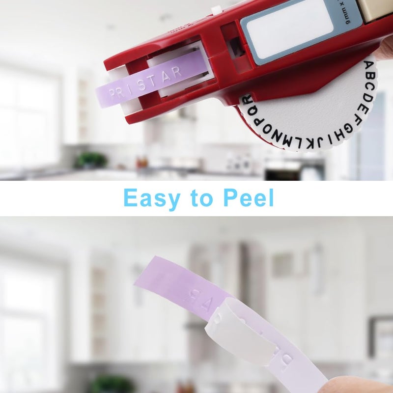 Pristar Plastic 3D Embossing Label Tape Self-Adhesive Compatible for Dymo Label Makers Organizer Xpress Pro, Office Mate II, 3/8 in X 9.8 Ft, Macaroon Color Yellow/Blue/Green/Pink/Purple, 10-Pack - Image 5