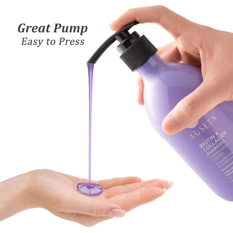 L LUSETA بلسم لوسيتا البيوتين والكولاجين لتكثيف الشعر ومنع تساقطه ونمو الشعر السريع - معزّز بزيت الأركان لإصلاح الشعر التالف والجاف - خالي من الكبريتات وخالي من البارابين 33.8 أونصة - Image 4