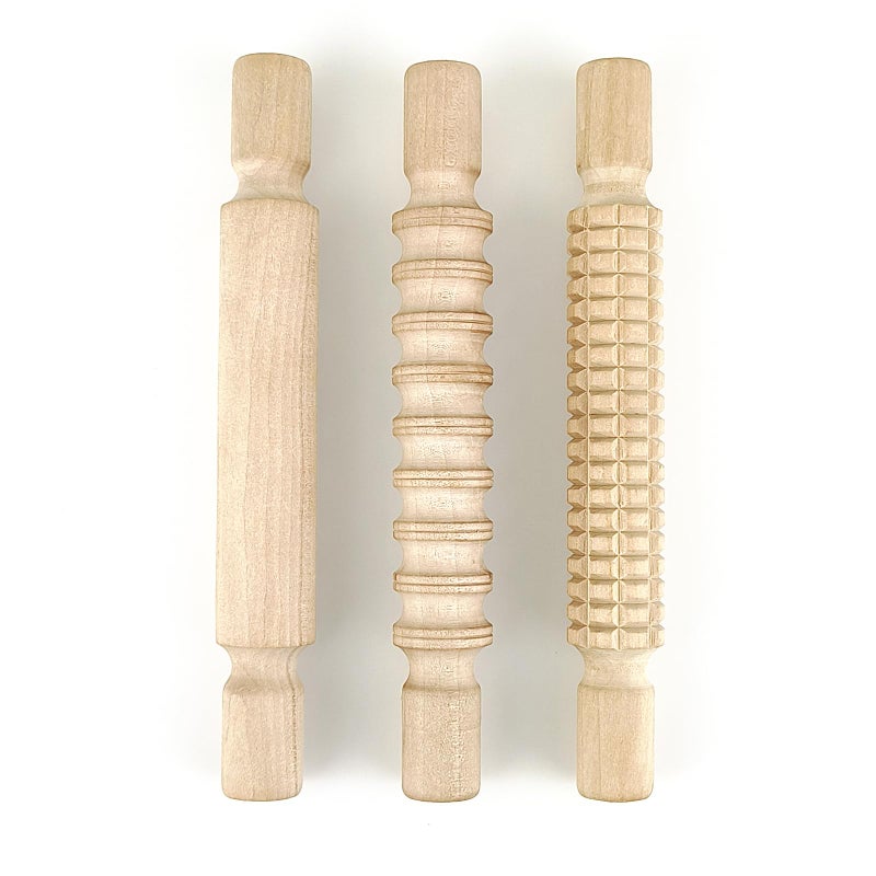 Kang&Chang 3 pcs 8 Inch Wood Rolling Pin, Great for Children's Play, Arts and Crafts - Image 1