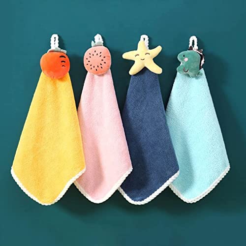 Home-Cloud HomeCloud Cute Kids Hand Towels with Hanging Loop Toddler Hanging Hand Towels Microfiber Hand Towels for Bathroom Kitchen Home (2) | Multi - Image 2