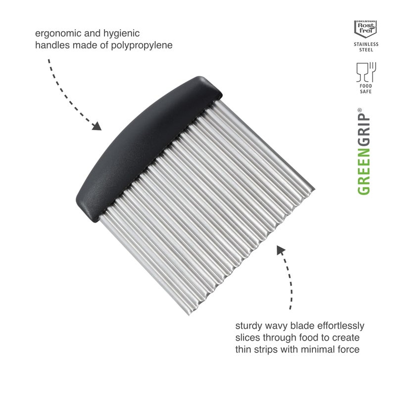 triangle Crinkle Cutter - Ultra-Sharp Stainless Steel - Creates Julienne Strips, Waffle Cuts & Fancy Wavy Edges - GreenGrip Handle - Dishwasher Safe - Image 2