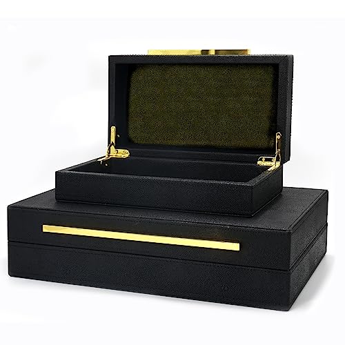 Sanfubox Modern Decorative Box Faux Shagreen Leather, Decorative Storage Boxes with Lids for Home Decor, Large Multifunctional Storage Jewelry Box Organizer - Image 2