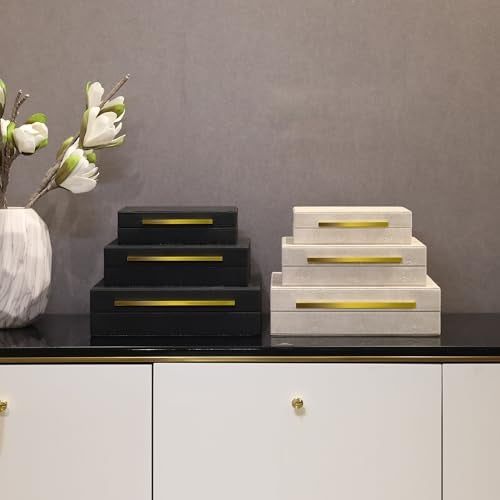 Sanfubox Modern Decorative Box Faux Shagreen Leather, Decorative Storage Boxes with Lids for Home Decor, Large Multifunctional Storage Jewelry Box Organizer - Image 5