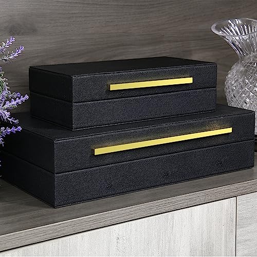 Sanfubox Modern Decorative Box Faux Shagreen Leather, Decorative Storage Boxes with Lids for Home Decor, Large Multifunctional Storage Jewelry Box Organizer - Image 4