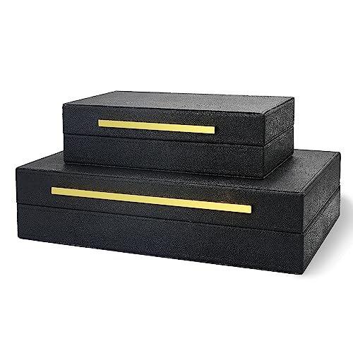 Sanfubox Modern Decorative Box Faux Shagreen Leather, Decorative Storage Boxes with Lids for Home Decor, Large Multifunctional Storage Jewelry Box Organizer - Image 1