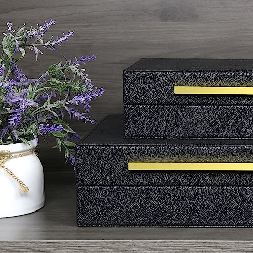 Sanfubox Modern Decorative Box Faux Shagreen Leather, Decorative Storage Boxes with Lids for Home Decor, Large Multifunctional Storage Jewelry Box Organizer - Image 3