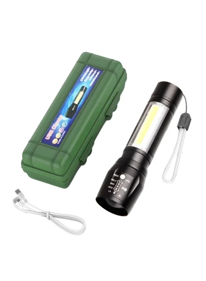 Portable Mini Emergency LED Flashlight Aluminum Alloy Strong Light Adjustable Focus Searchlight Rechargeable Home Use Small Torc-Color:511 Aluminum Alloy USB Cable Bubble Bag  - Image 5