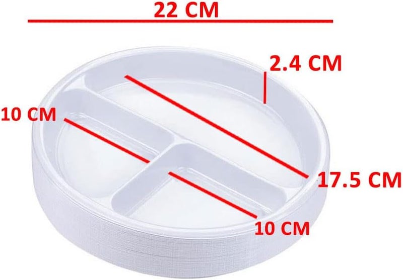 3P Disposable Plastic Divided Round Plates 22cm - 50pcs 3P - Image 4