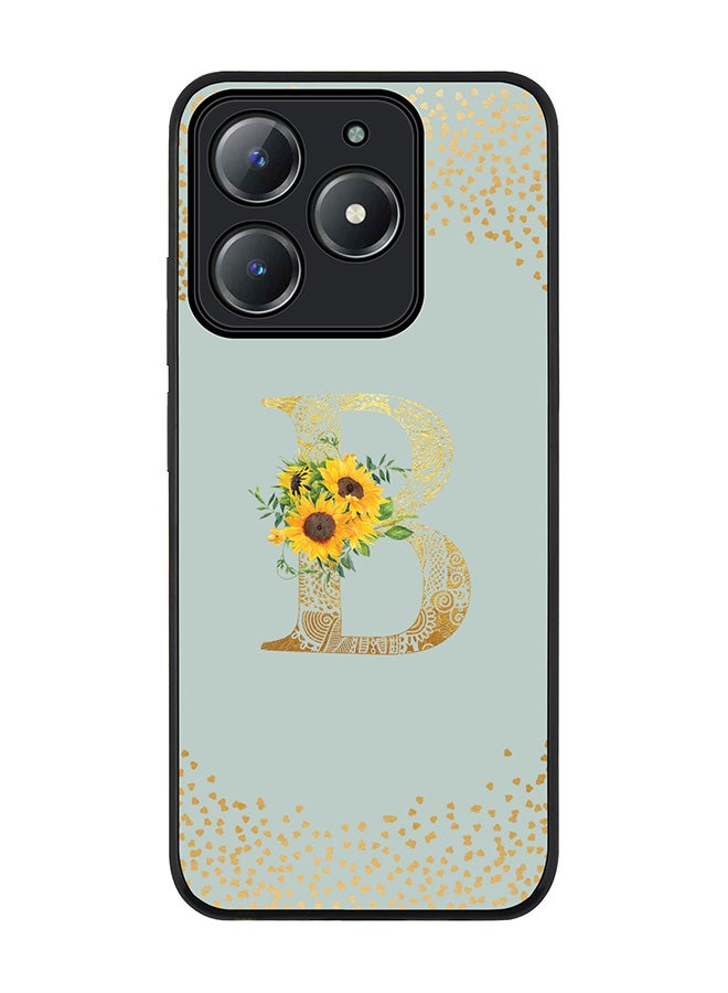Stylizedd For Realme C63 / Realme C61 4G Case,Slim fit Camera Protection, Shockproof Thin Phone cover  - Custom Floral Monogram - B  (Light Grey ) - Image 1