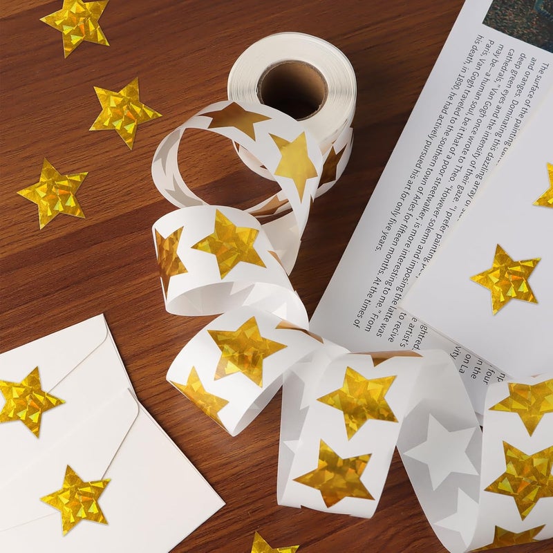 Imeepa 500 PCS Holographic Gold Star Stickers, 1.5 inch Self-Adhesive Metallic Glitter Foil Stars for Kids, Students & Teachers Globally trusted affordable quality - Image 3