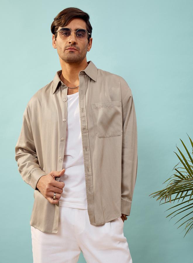 Mascln Sassafras Twill Oversized Shirt with Patch Pocket by Styli - Image 2