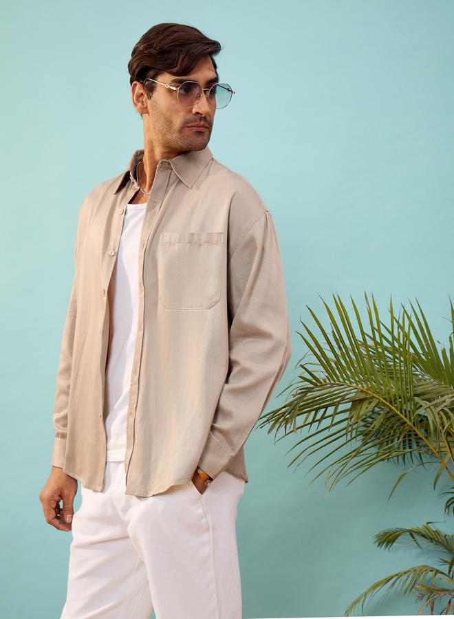 Mascln Sassafras Twill Oversized Shirt with Patch Pocket by Styli - Image 3