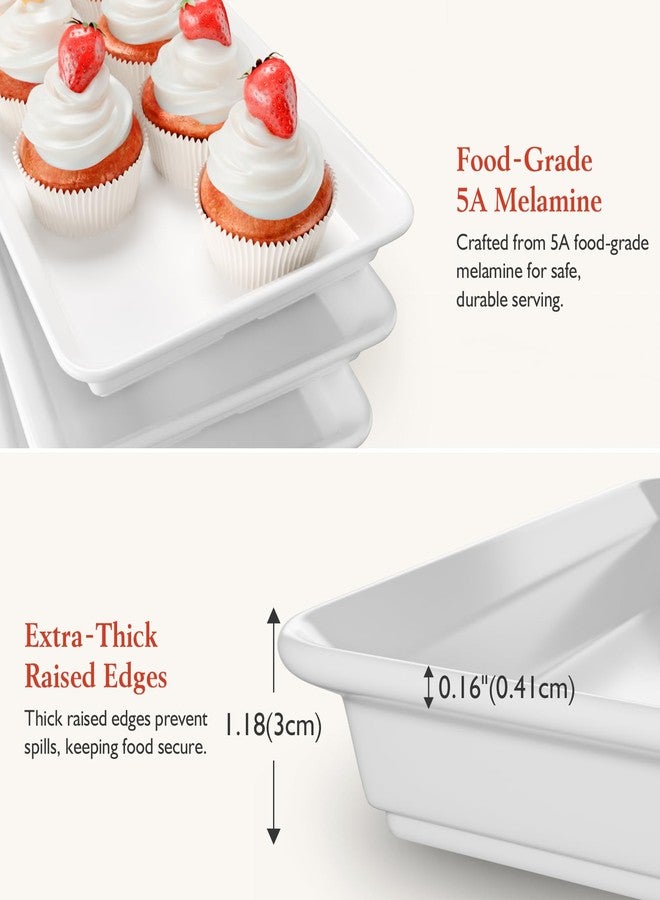 Bumusty 3-Tier Melamine Serving Tray Set, 14"x7" Platters with 3 Collapsible Metal Stand Display for Cupcakes, Serving Food, Dessert, Fruit, for Party Buffet Entertaining, Black - Image 5