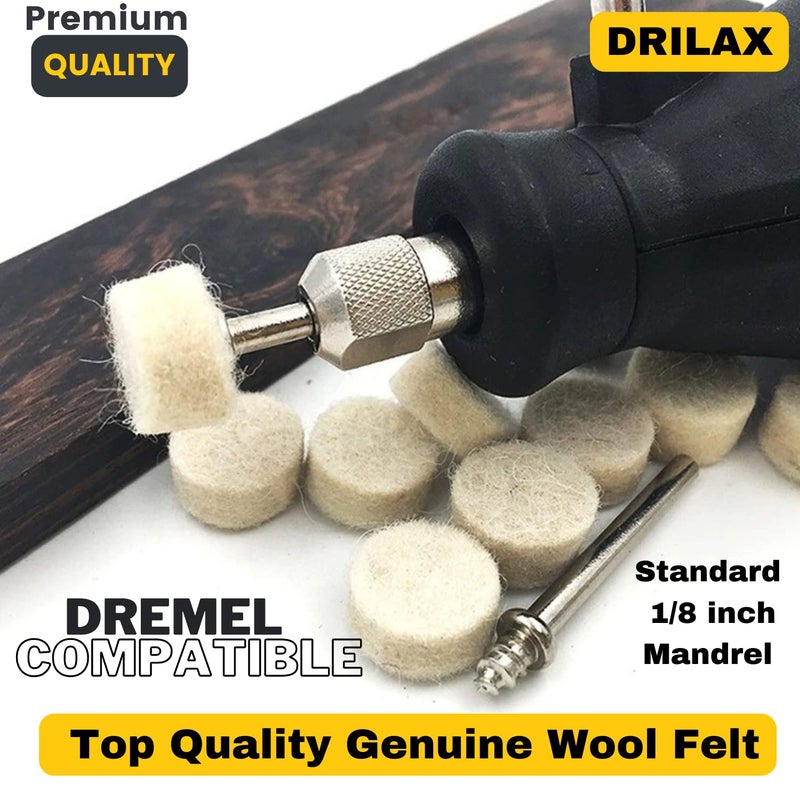 DRILAX 100-Piece 1/2" Polishing & Buffing Wheel Kit with 2 Mandrels – Heavy-Duty Wheels 50% Thicker for Superior Durability – Compatible with Dremel Polishing Bits, Buffing Wheels & Jewelry Detailing - Image 2