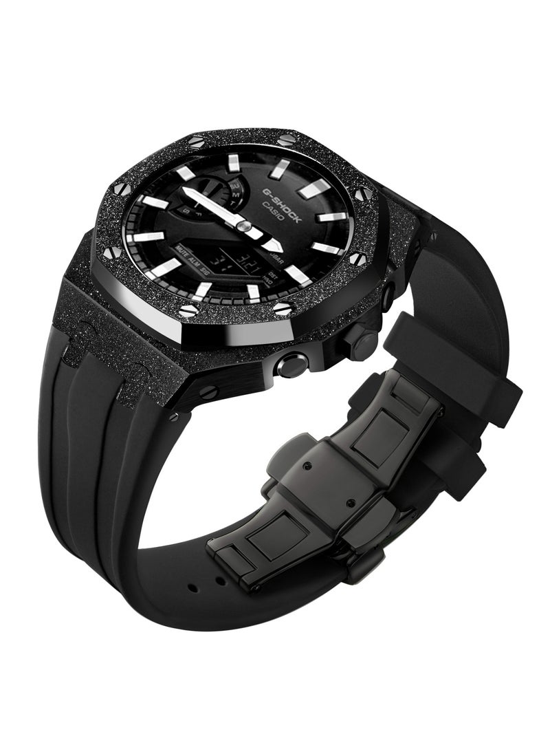 Generic - Frosted Gold GA2100 Case Casio G-Shock Oak AP Mod Starry Band BezelFrost gold black shell black tape Frost gold black shell black tape - Image 1
