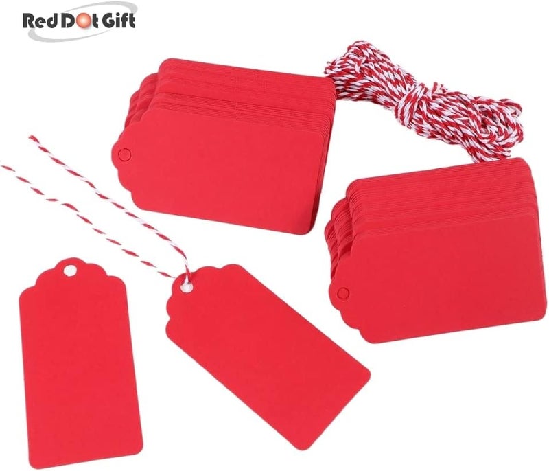 Red Dot Gift REDDOTGIFT 100Pcs Red Kraft Paper Gift Tags with 10m Natural Jute Twine - Image 5