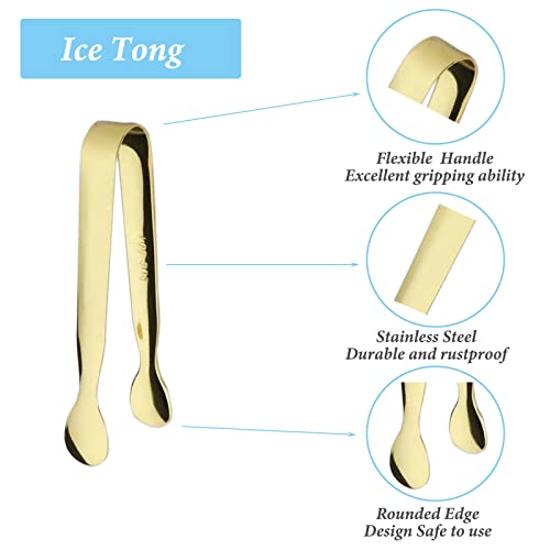 Sunenlyst 6PCS Ice Tongs Mini Sugar Tongs 4.25Inch Stainless Steel Small Serving Tongs, Small Kitchen Tiny Tongs for Appetizers,Tea Party, Coffee Bar, Desserts (Gold) - Image 3