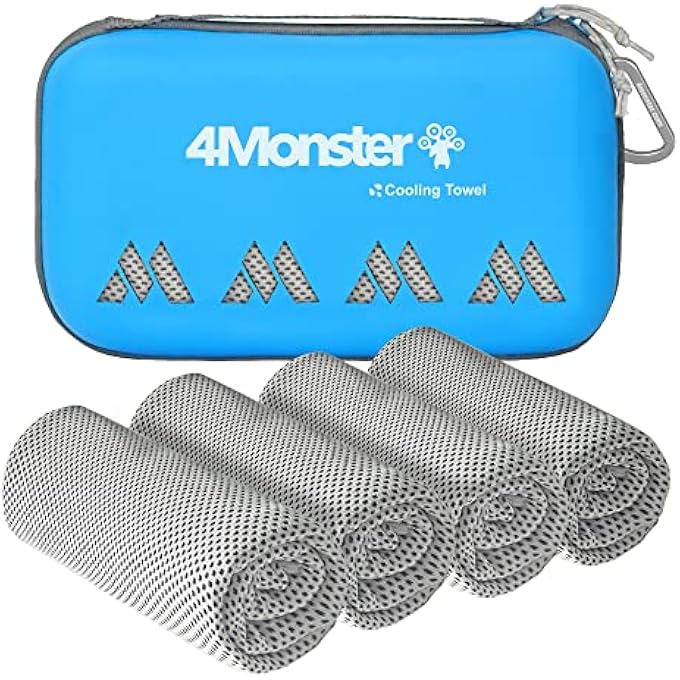 4Monster Cooling Towels For Neck And Face, 4 Pack Cooling Towels For Hot Weather (100X30Cm), Soft Breathable Chilly Towels, Ice Towels For Golf, Gym, Yoga, Sports, Camping, Running, Cycling, Grey - Image 1
