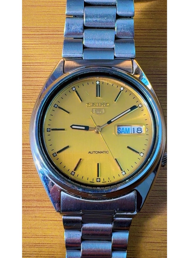 Seiko 5 Vintage Seiko 5 Automatic Watch 7526-3040 – Gold Dial Stainless Steel Wristwatch – Pre-Owned, Excellent Mint Condition (Looks Like Brand New) - Image 5