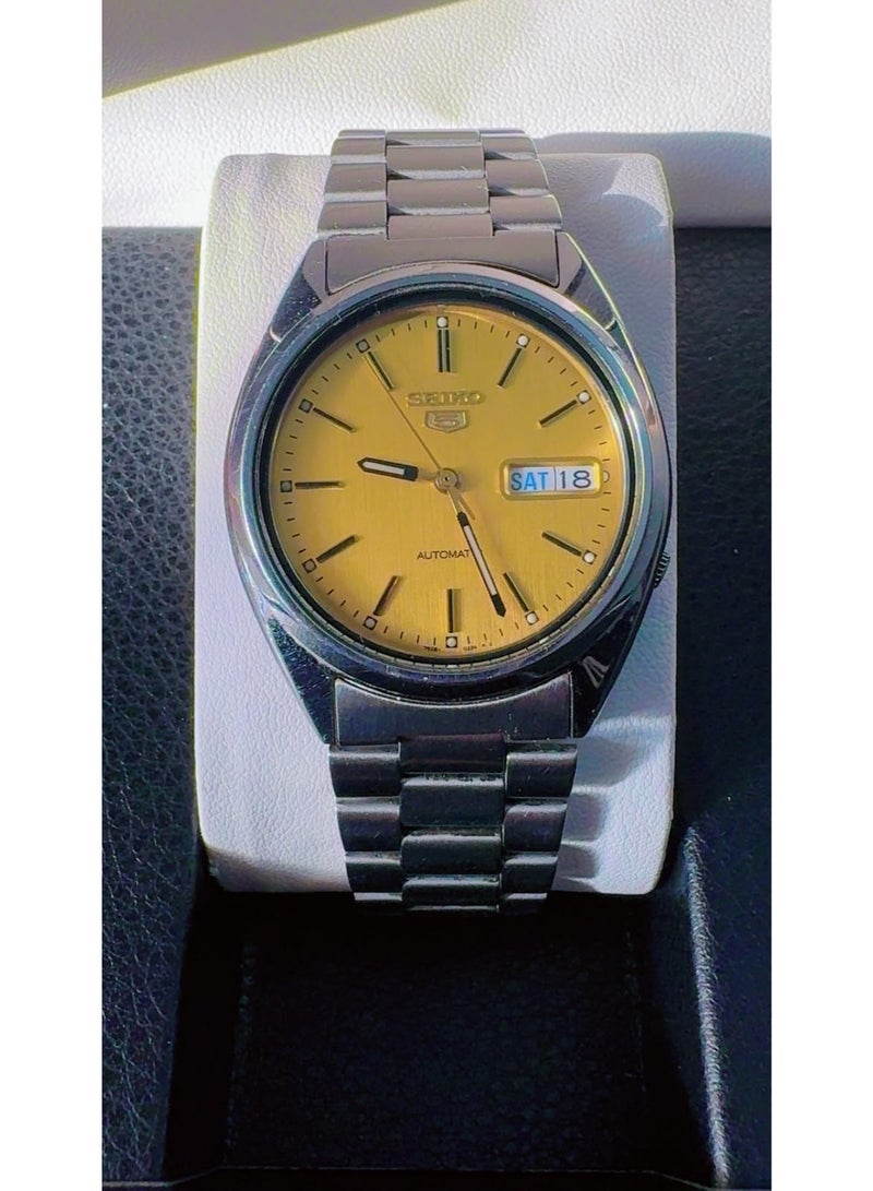 Seiko 5 Vintage Seiko 5 Automatic Watch 7526-3040 – Gold Dial Stainless Steel Wristwatch – Pre-Owned, Excellent Mint Condition (Looks Like Brand New) - Image 1