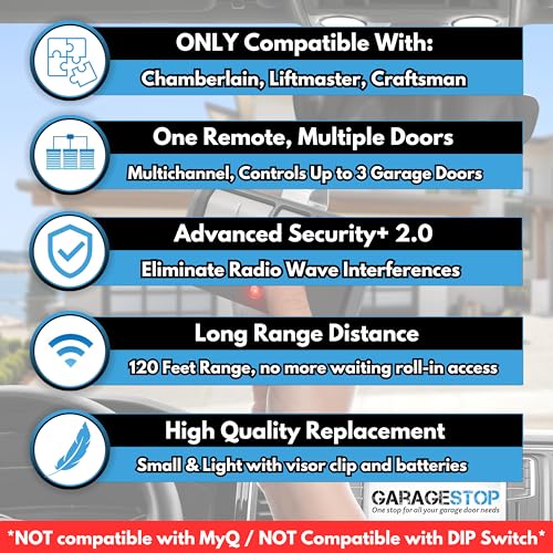 GARAGE STOP 893LM 893Max 891LM 371LM 373LM 971LM 973LM Universal Garage Door Opener Remote - for Chamberlain, LiftMaster, Craftsman, 3-Button, Extra Long-Range Gate Opener Remote - Image 2