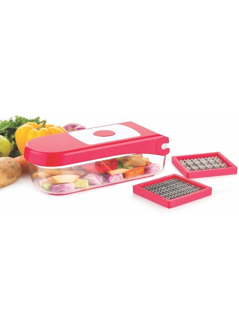 GANESH Plastic Chopper Vegetable and Fruit Cutter, Red  - Image 3