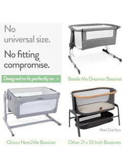Joey + Joan Joey + Joan Bassinet Fitted Sheets for Baby Beside Dreamer Bedside Sleeper and Chicco Next2Me – Fits 20 x 33 Mattress – Snuggly Soft Jersey Cotton – Grey – 2 Pack  - Image 2