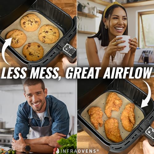 INFRAOVENS Parchment Paper Sheets for Ninja Air Fryer Pro XL 6-in-1 6.5 qt, Extra Large Square Liners for Air Fryer, Natural Unbleached Pre Cut Square Paper Liners for Airfryers, Toaster Ovens, and Oven Trays - Image 4