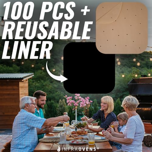 INFRAOVENS Parchment Paper Sheets for Ninja Air Fryer Pro XL 6-in-1 6.5 qt, Extra Large Square Liners for Air Fryer, Natural Unbleached Pre Cut Square Paper Liners for Airfryers, Toaster Ovens, and Oven Trays - Image 5